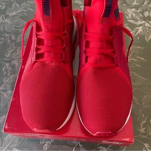 Puma Enzo Mesh Running Shoes Toreador-Blue Depths - Red.  Mens: 9.5 Wide.